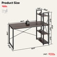 thumbnail image 4 of Bestier 55 inch Computer Desk with 4-Tier Shelves Craft Table Writing Study Table, Brown, 4 of 8