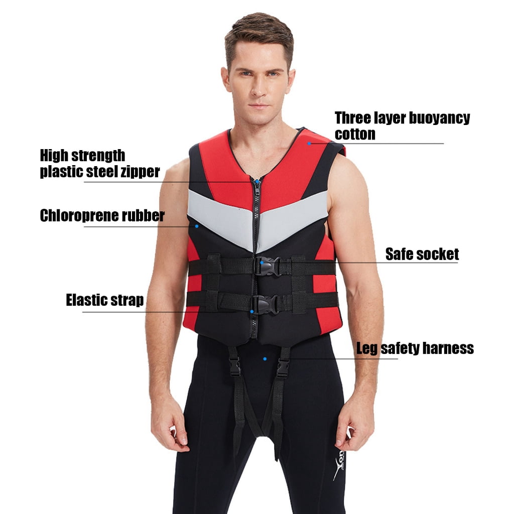Adults Life Vest Boats Clothing Fishing Vest Buoyancy Jackets Swim Trainer Jackets for Water Sports, Surfing, Boating