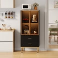 thumbnail image 3 of Yiwa Tall Kitchen Storage Cabinet with Glass Doors, Features 2 Drawers and Multiple Shelves, Versatile Display Sideboard for Living Room, Office, Entryway, or Buffet Use, 3 of 7