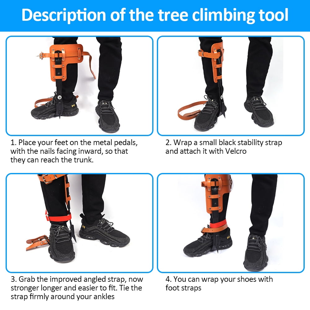 Tree Climbing Gear，Tree Climbing Spikes, Tree Climbing Gear with Adjustable Climbing Straps and Steel Core Flip Line, Rock Climbing Kit with Triple Lock Lanyard Adjuster
