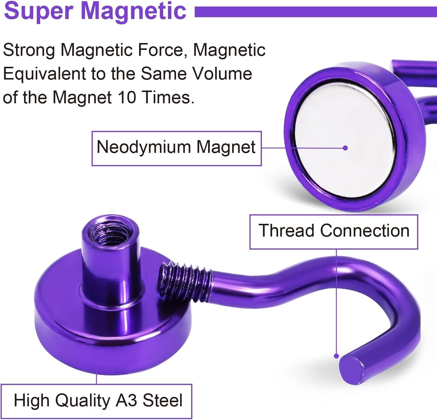 AllWays Plaza Magnetic Hooks, 30Lbs Strong Heavy Duty Cruise Magnet S-Hook for Classroom, Fridge, Hanging, Cabins, Grill, Kitchen, Garage, Workplace and Office Etc, (20 Pack-Purple)