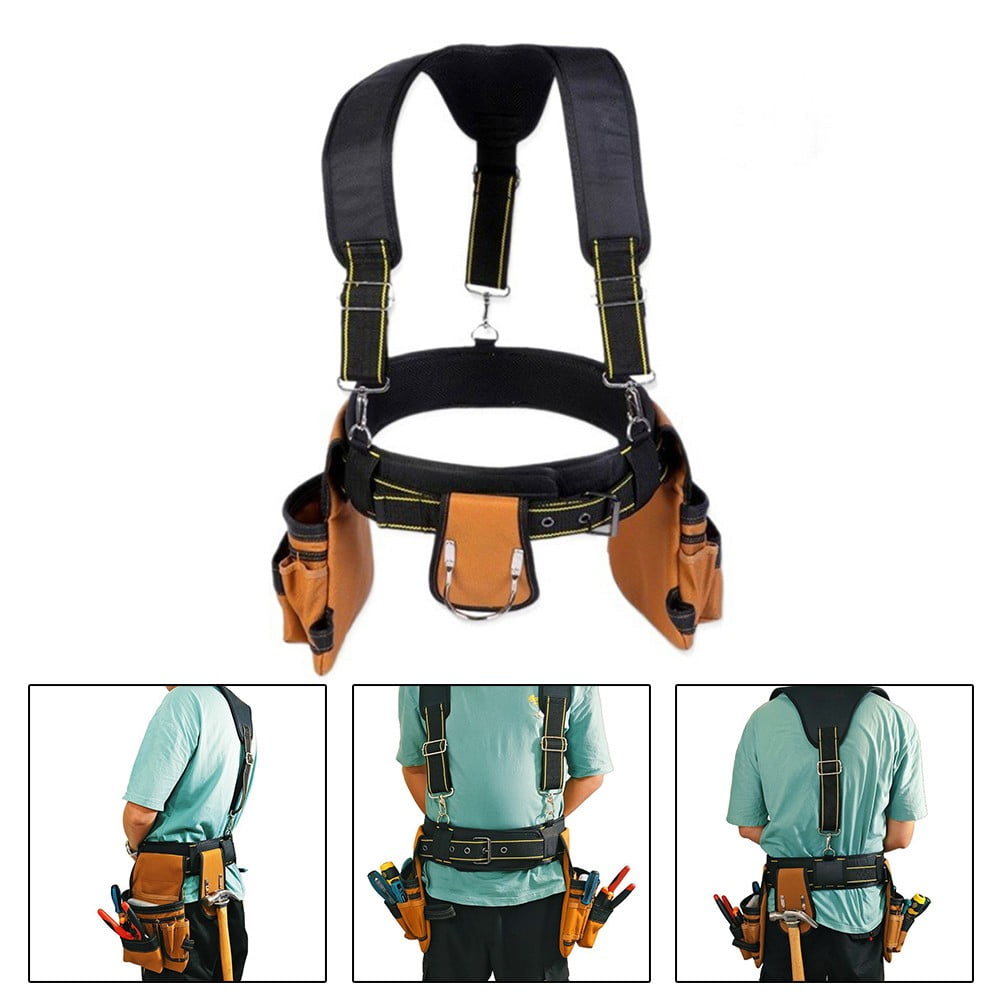 Tool Belt Suspenders Heavy Duty Tool Vest Detachable Adjustable Tool Pouch Bags C