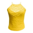 thumbnail image 3 of Sanbonepd Eyelet Tank Tops for Women Halter Crochet Hollow Out 2025 New Summer Lace Sleeveless Solid Color Vest Slim Y2k Top Yellow, 3 of 5