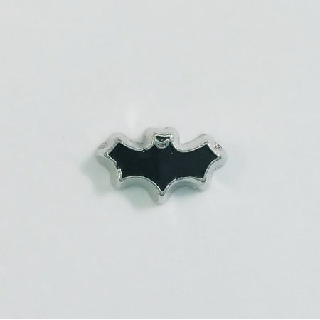 1 PC - Bat Halloween Animal Enamel Silver Charm for Floating Locket F0397