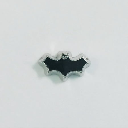 Enamel Animal Charm - 1 PC - Bat Halloween Animal Enamel Silver Charm for Floating Locket F0397