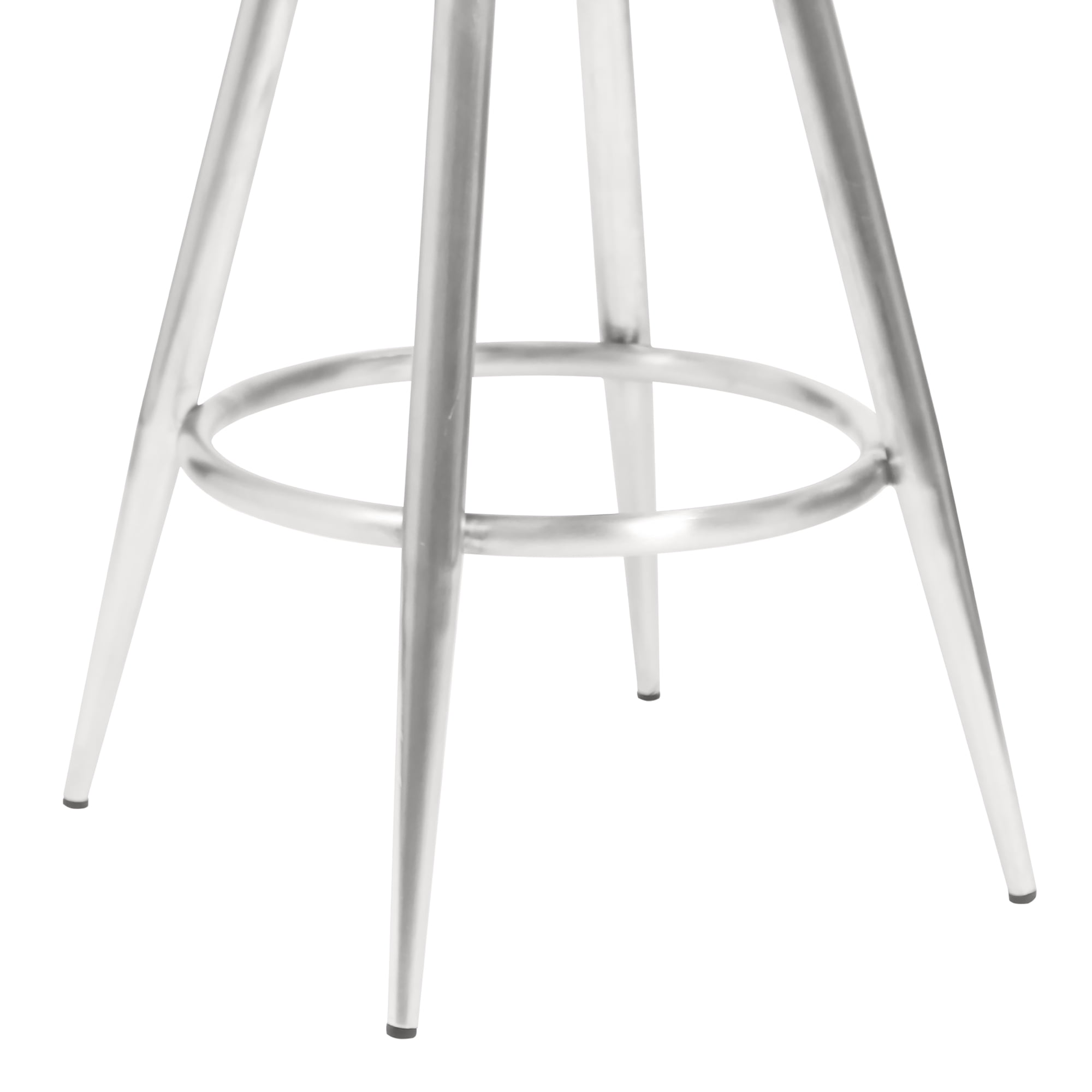 Armen Living Indoor Amador 26" Counter Height Barstool in Brushed Stainless Steel and Vintage Gray Faux Leather