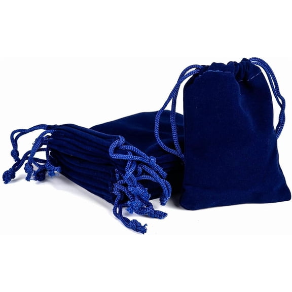 10Pcs Velvet Cloth Drawstring Bags Dark Blue 3.54x2.75 Inch Jewelry Pouches Gift Wrapping Bags Wedding Favors Velvet Pouches Candy Gift Bags for Christmas Party Necklace Dark Blue