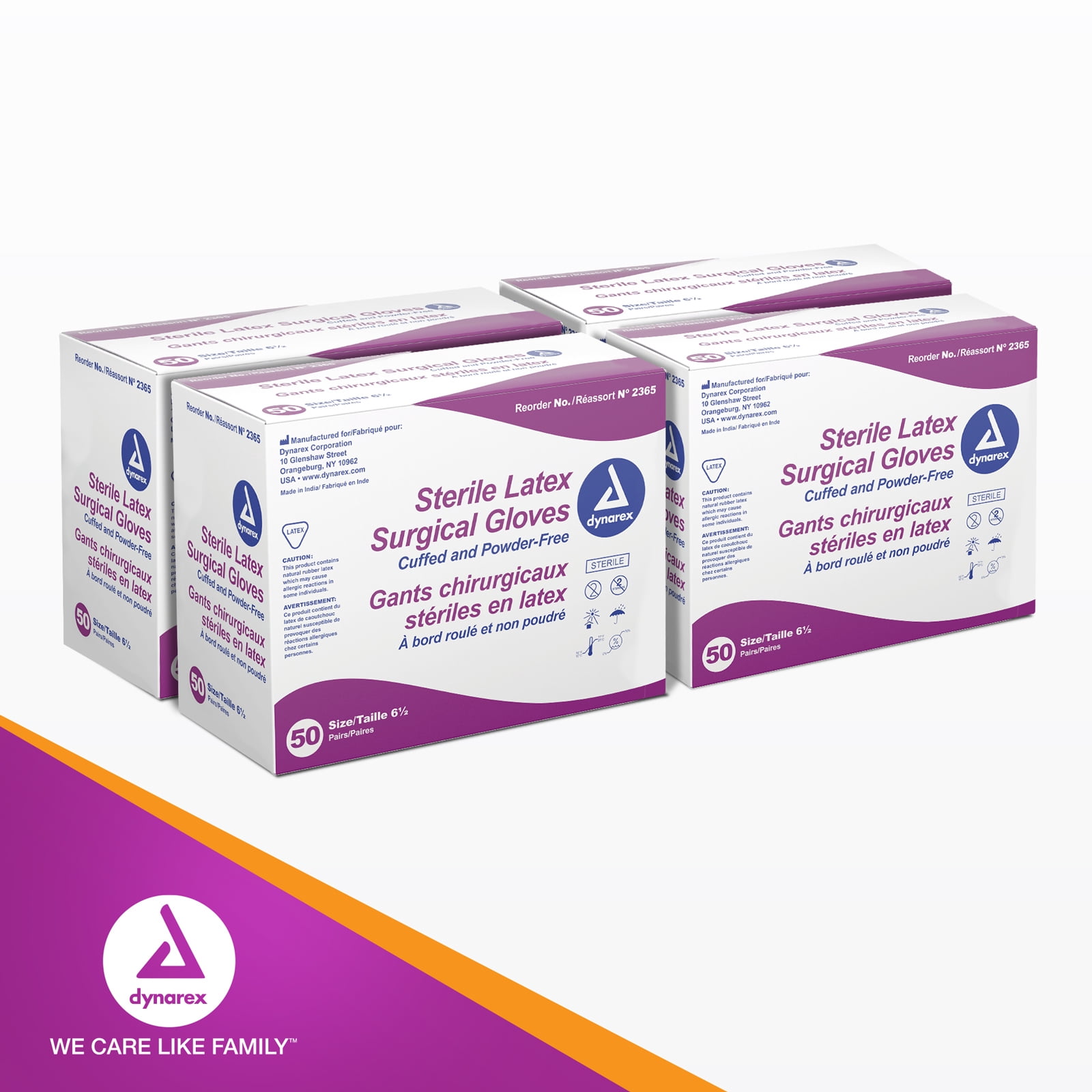 Dynarex Sterile Disposable Latex Surgical Gloves, Powder-Free, Sterilely Packaged in Pairs, Professional Medical & Healthcare Use, Veterinary Clinic, Bisque, Size 6.5, 1 Case of 200 Pairs of Gloves