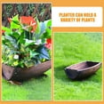 thumbnail image 3 of OULII Rustic Flower Pot Wood Half Barrel Planter Vintage Charm Plant Container For Couples 1Set, 3 of 8