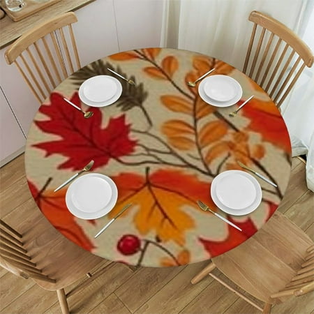 

Autua Crafts Movement Leaves Berries Round Tablecloth Stain-Resistant Washable 100% Polyester Fiber Waterproof Tablecloths for Indoor Outdoor Restaurants Weddings Parties 54 -58