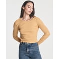 thumbnail image 2 of Real Essentials 4-Pack: Women's Long Sleeve Ribbed Knit Cotton Crew Neck Crop Top Shirt - (Available in Plus), 2 of 6