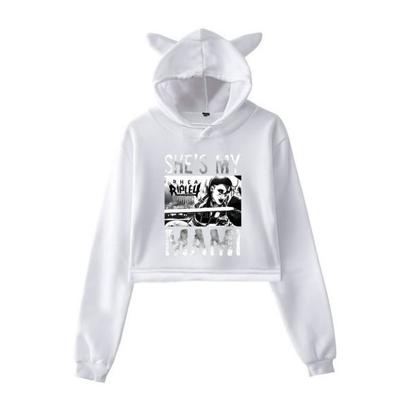 Rhea Ripley Hoodie Cat Ear Fashion Street Trend Women's Short Hoodie Sportswear