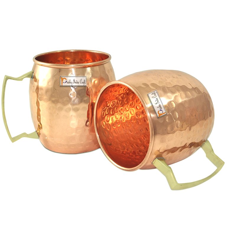 100% Copper Moscow Mule Mugs (Hammered - 16 Ounces - Set of 2)