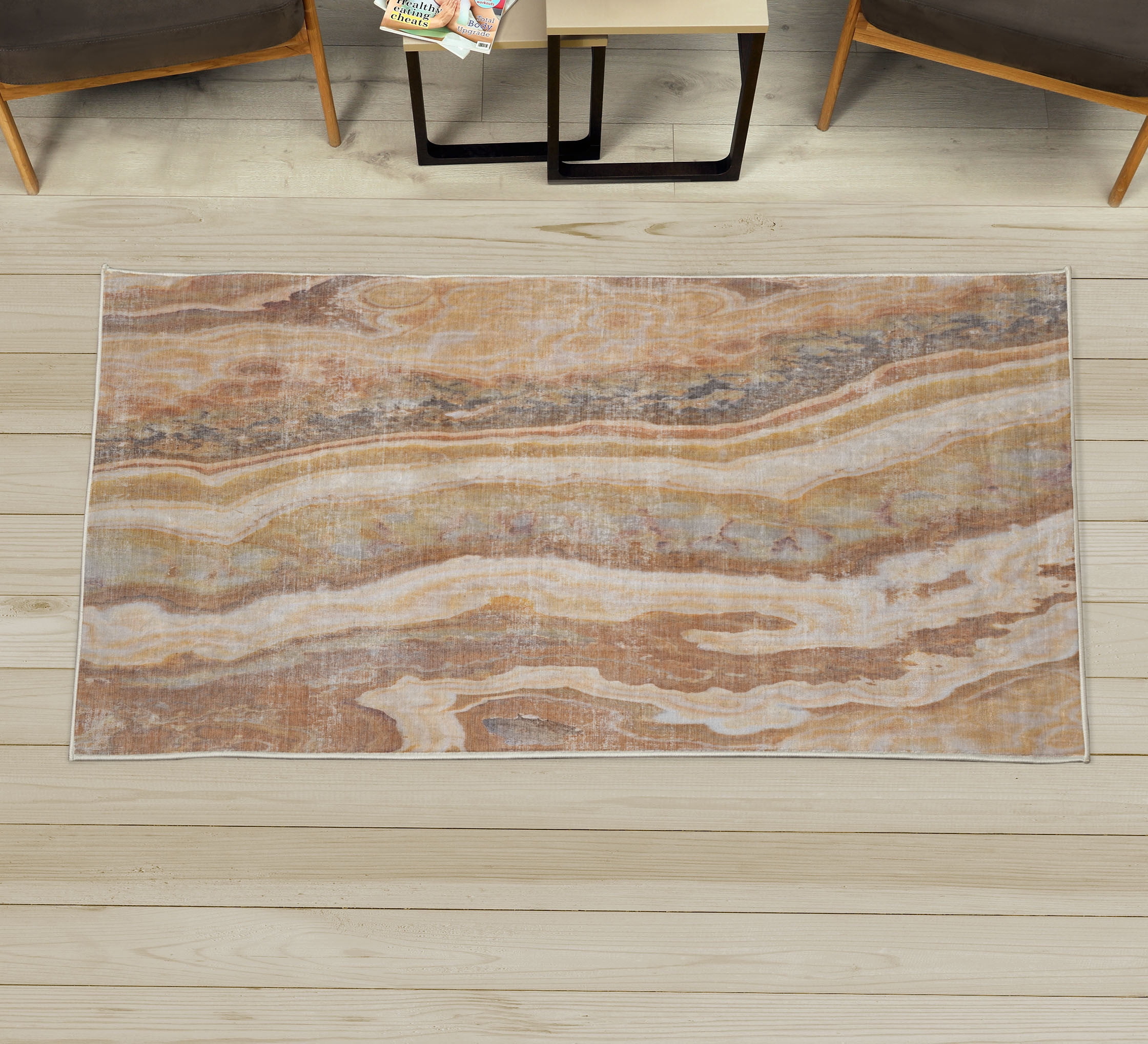 Marble Print Decorative Rug, Onyx Marble Motif Travertine Mineral ...