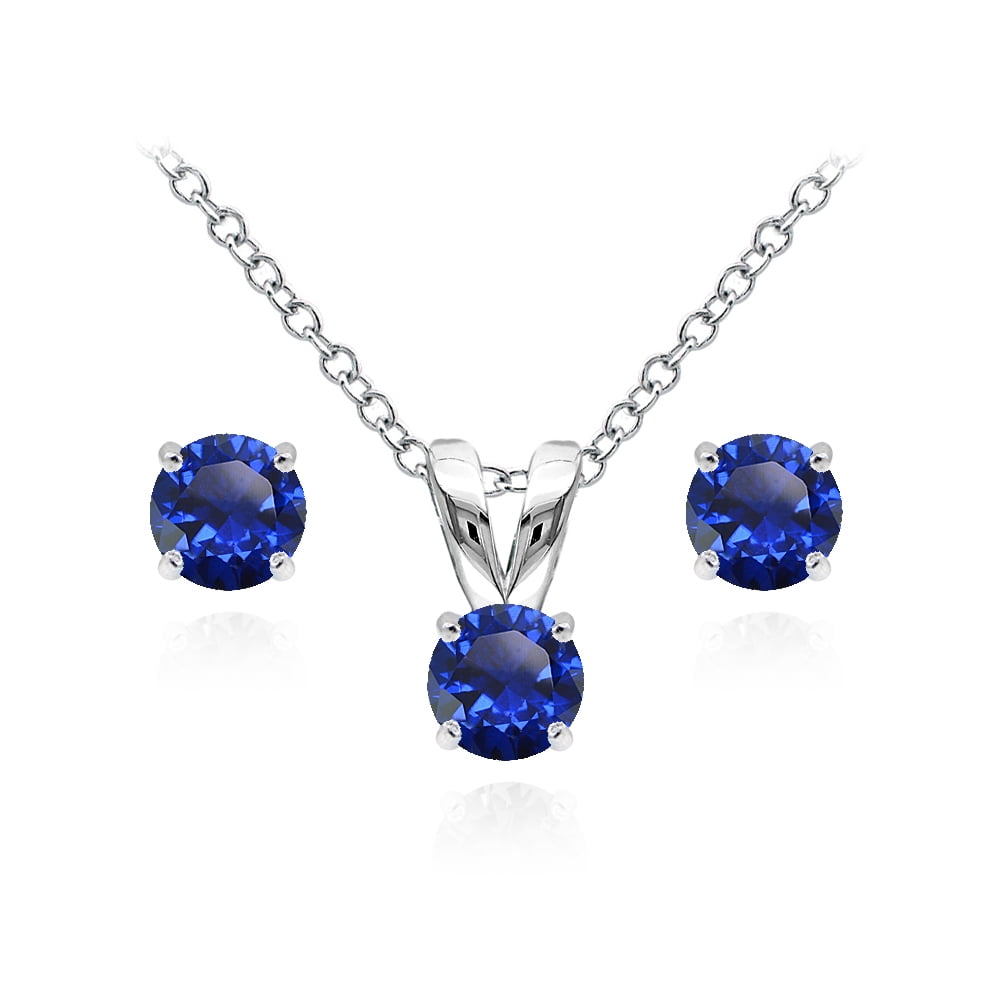 12mm Blue Sapphire Faceted Gems Round Necklace 18" 