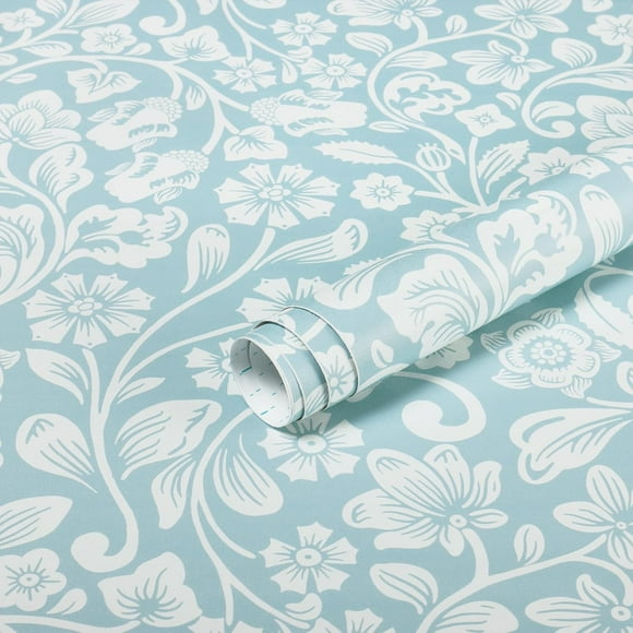 shiyou-Peel and Stick Wallpaper Blue and White Wallpaper 16.1inx196in Floral Contact Paper Vintage Peel and Stick Wallpaper Removable Wallpaper Self-Adhesive for Cabinet Shelf Drawer Liner Bathroom