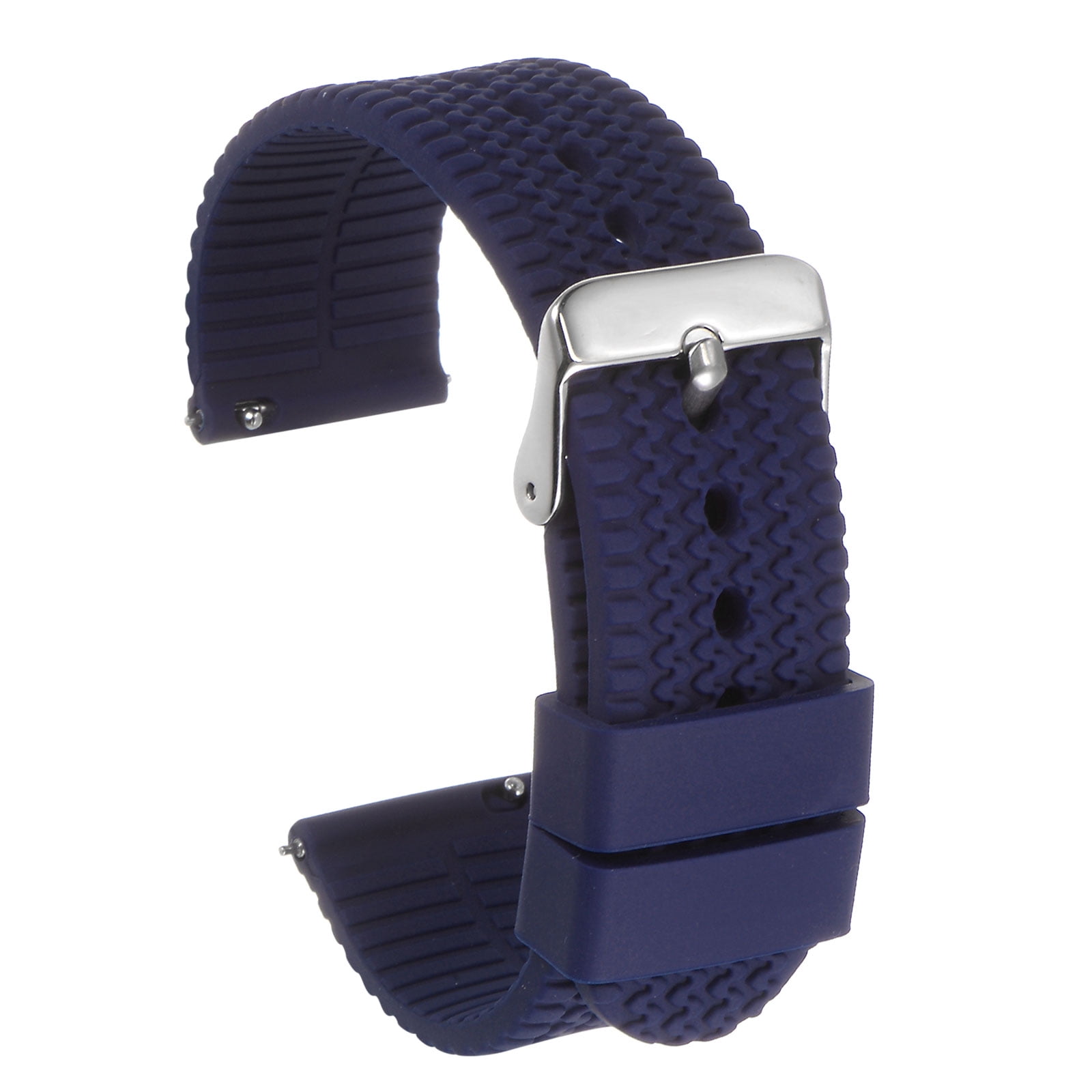 Uxcell Silicone Watch Band 24mm Rubber Watch Strap with Electroplated Stainless Steel Buckle for Men Women, Dark Blue