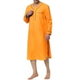 thumbnail image 4 of Unique Bargains Men's Nightshirt Cotton Sleep Shirt Long Sleeve Nightgown Sleepwear M Orange, 4 of 5