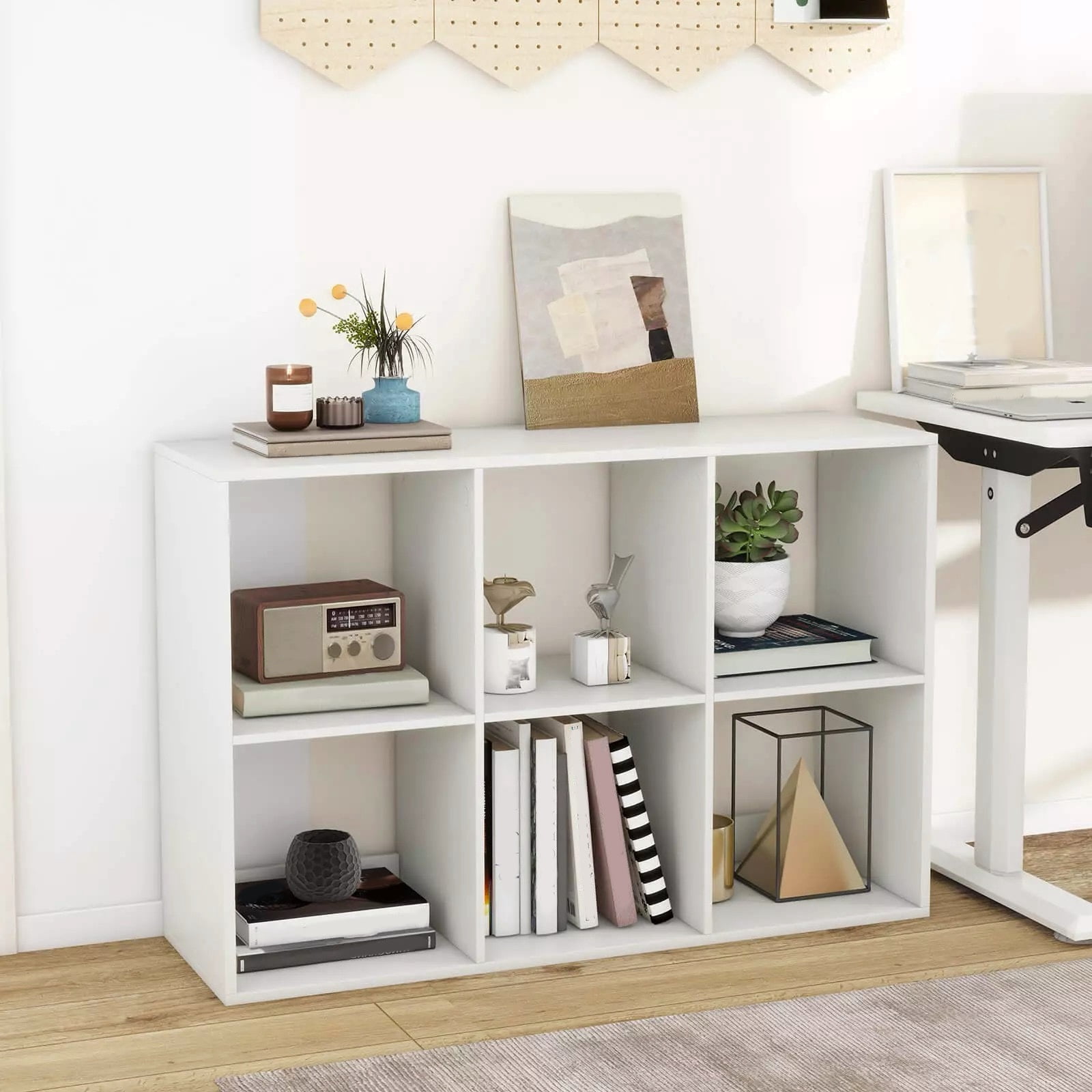 Auranook 6-Cube Open Bookshelf w/ Anti-tip Kits Home Modern Style Storage Shelf for Study