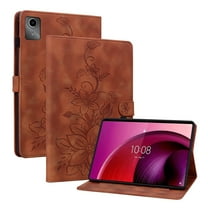 XYX for Lenovo Tab M11 11.0 Inch 2024 TB-330FC TB-331FC Case, PU Leather Slim Folio with Multi-Angle Stand - Brown Lily Flower