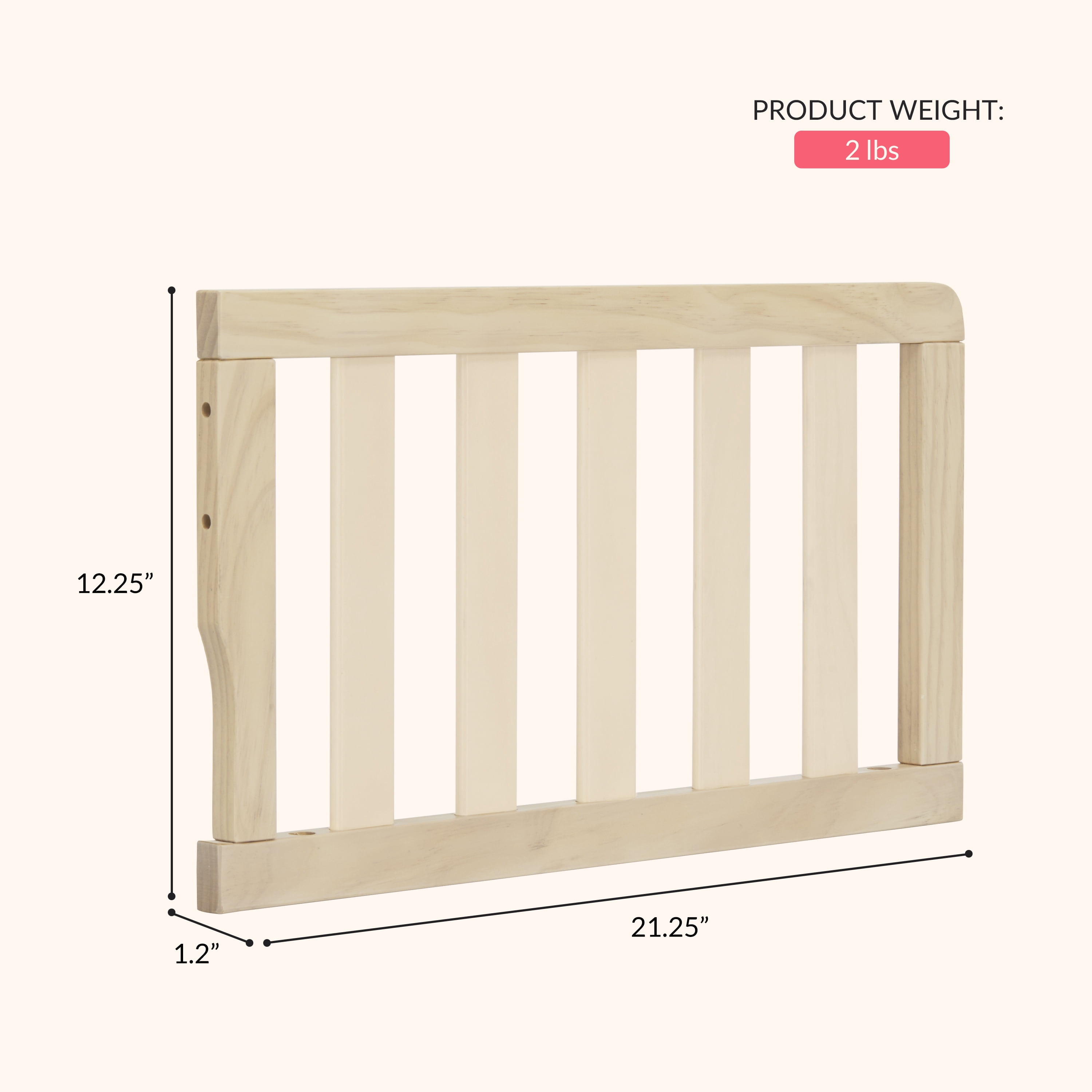 Dream On Me Universal Convertible Crib Toddler Guard Rail, Vintage White Oak