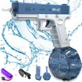 thumbnail image 1 of Pistola de agua eléctrica, pistolas de agua automáticas de un botón de hasta 32 pies de alcance con 434 CC+58 CC de alta capacidad, 2023 pistola de agua para niños adultos verano piscina fiesta playa al aire libre (azul) Sailing Electrónica, 1 of 1