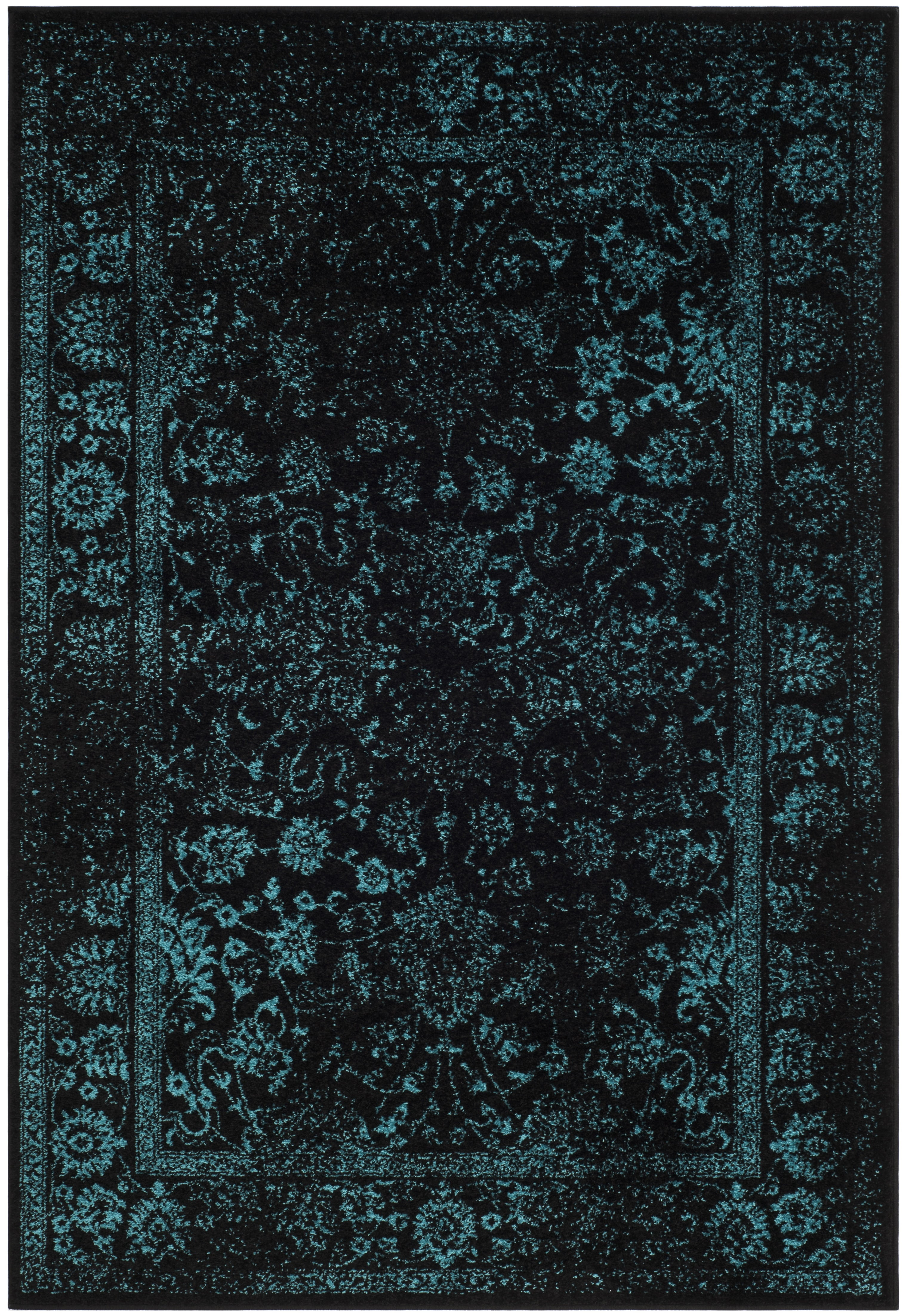 Safavieh Adirondack Wyatt Traditional Distressed Area Rug, Black/Teal, 6' x 8'
