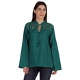 thumbnail image 1 of Moomaya Tunique Col Mandarin pour Femmes Manches Longues Été Coton Uni, 1 of 7