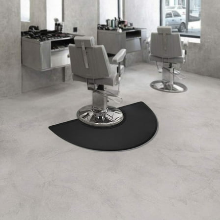 Semi-Circular Salon Floor Mat, Barber Salon Anti Fatigue Floor Mat,3 Ft. X 5 Ft. Black