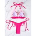 thumbnail image 2 of Conjunto de traje de baño sexy de 2 piezas con diamantes de imitación y lazo en la espalda para mujer Rosa encendido G Rosa encendido G Xishao ropa, 2 of 2