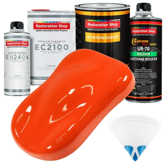 Restoration Shop - Speed Orange Urethane Basecoat with European Clearcoat Auto Paint - Complete Quart Paint Color Kit - Automotive Refinish Coating