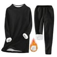 thumbnail image 2 of Besolor Women's Winter Warm 2 Piece Outfits Fleece Lined Long Sleeve Pullover Tops and Drawstring Pants Pjs Pajamas Sets, 2 of 8