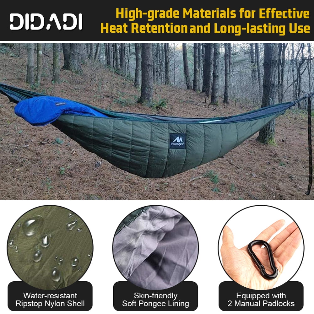 Under Quilts  for Hammocks DIDADI-Full Length 4 Seasons Cotton Hammock Underquilt Camping Hiking Backpacking Traveling Essential Gear  Ultralight Winter Cold Weather Warm  Blanket(Green)