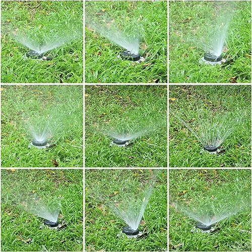 RibRave Metal 9-Pattern Turret Lawn Sprinkler, 9 Pattern Garden Sprinkler with Heavy-Duty Metal Base, Great for Small, Shaped, Medium-Sized Yard Areas, Coverage Area Up to 1,022 Sq.Ft