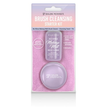 Salon Perfect Makeup Brush Cleaner Starter Kit, Includes Makeup Melt No Rinse Solution, Tin and Towel for Easy Cleaning