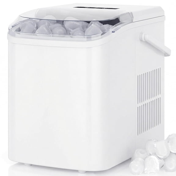 Ice Makers Countertop with Handle, Portable Ice Machine, 9 Bullet Ice Cubes in 6 Mins, 26lbs in 24Hrs, Auto-Cleaning, with Basket and Scoop, for Home, Kitchen, RV, Camping