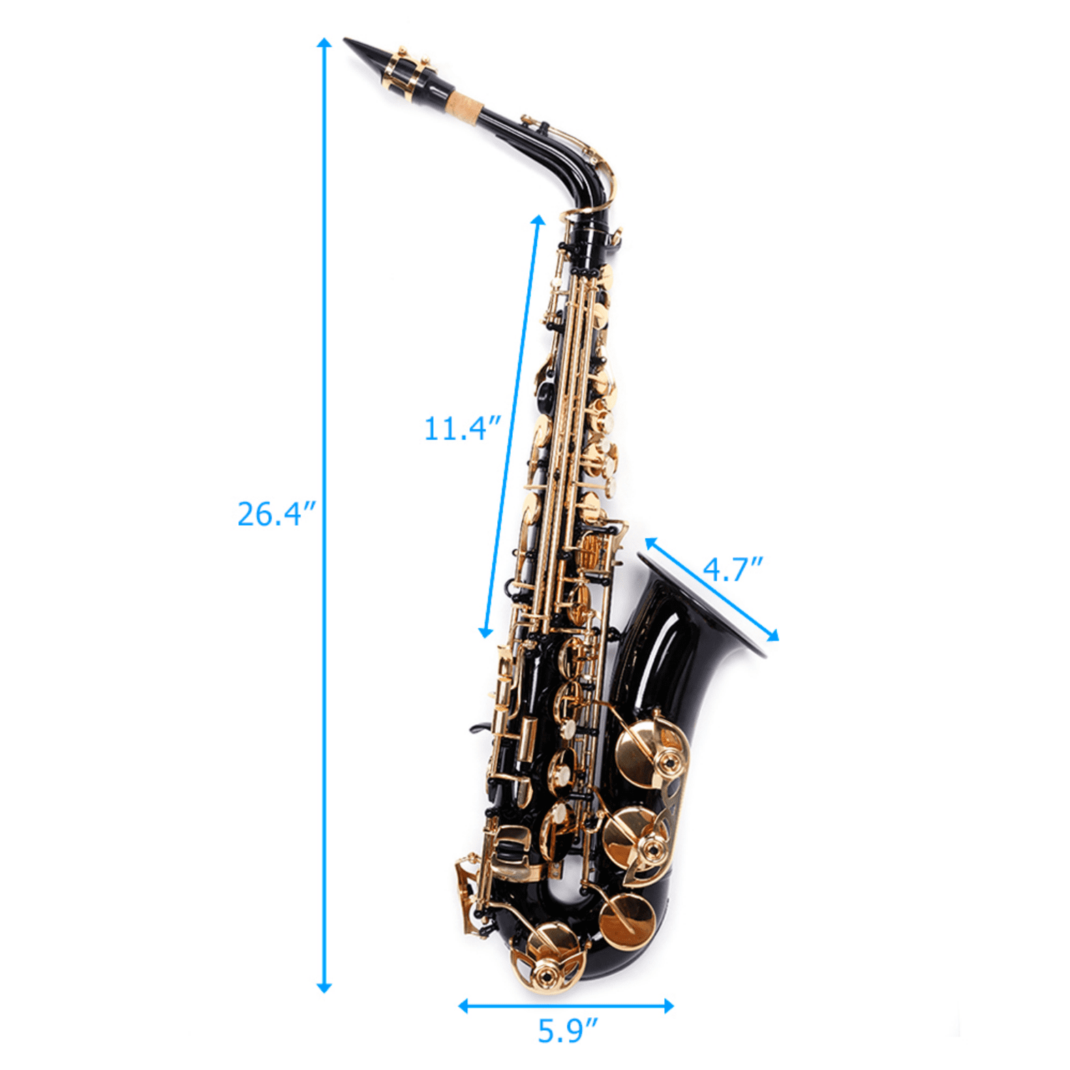 Hassch Brass Eb Saxophone with Box and Strap, Sax with Lubricants, Gloves, Cleaning Cloth and Cleaning Brush for Beginners, Black