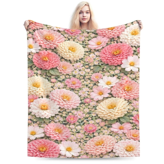 Floral Garden Pattern Throw Blanket, Soft Cozy Botanical Print Blanket for Sofa Couch Bed, Elegant All-Season Home Decor 50x40