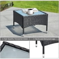 thumbnail image 5 of 3 PCS Patio Wicker Rattan Furniture Set, Outdoor Rattan Sofa Chair and Glass Coffee Table Set, Bistro Wicker Chair Table Set with Soft Cushion for Patio Garden Lawn Backyard Poolside Turquoise, 5 of 5