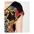 thumbnail image 3 of BCX Womens Black Multi Color Printed Cap Sleeve V Neck Wear To Work Blouse XS, 3 of 4