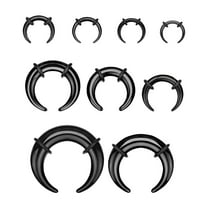 BodyJewelryOnline Septum Pincher Black Acrylic Crescent Tapers Bull Stretchers Expander Ear Gauges O Rings Nose C Shaped Buffalo Piercing Jewelry 00G 14G