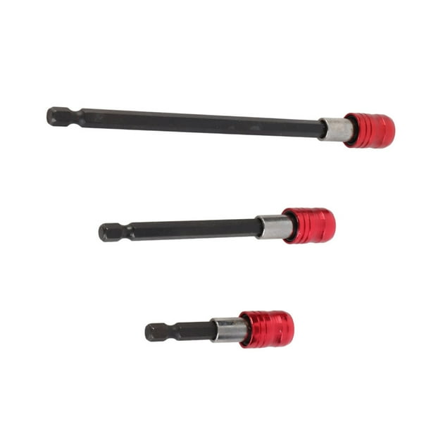 Barra de Extensión de Soporte de Puntas, Construcción de Acero Duro, Punta Magnética, SE Adapta A Vástago y Casquillo Hexagonal de 1/4 '', 3 piezas para desestorniladores