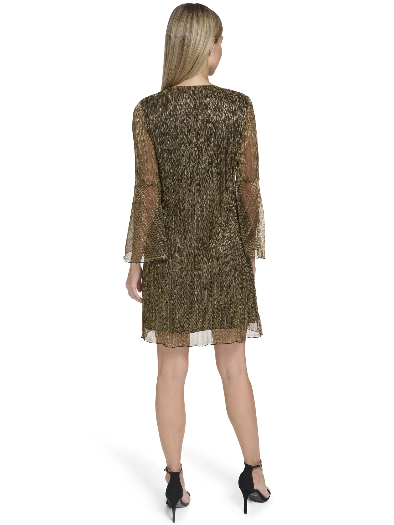Falling Flowers Women's Bell Sleeve Float Dress, Sizes XS-XL