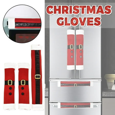 

Christmas ornaments Refrigerator Decoration Gloves Oven Microwave Gloves Cover 3pc Christmas Oven Home Decor