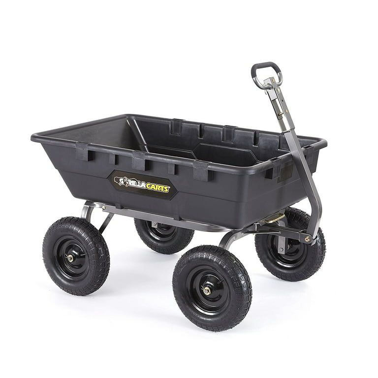 Gorilla Carts Heavy Duty Poly Yard Dump Cart Garden Wagon with 16