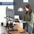 thumbnail image 5 of VIVO Vintage Brown Height Adjustable 36" Standing Desk Monitor Riser Black Frame, 5 of 9