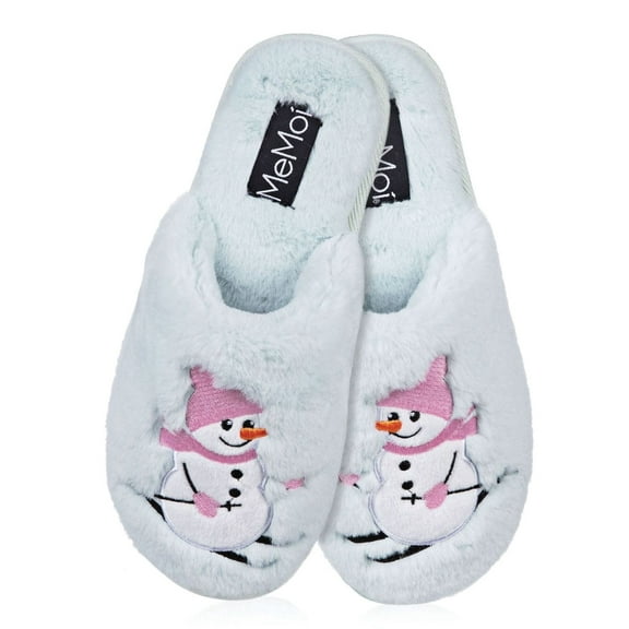 MeMoi Women's Snowman Ski-Sons Hard Bottom Plush Slippers - Womens - Female