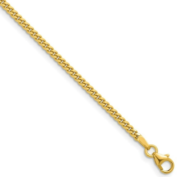 Auriga Fine Jewelry 18K Yellow Gold Polished 2.4 mm Solid Curb Chain Necklace for Women 16"