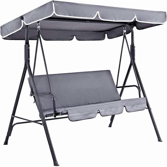 Patio Swing Canopy Replacement Cover Outdoor 3 Seater Porch Swing Seat Chair Canopy Top Cover 210D Oxford Cloth Waterproof UV Protection for Garden Hammock Top Furniture Covers Gray 56x47in 1pc