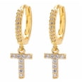thumbnail image 1 of Pendientes de aro con inicial chapada en oro delicado Pendientes colgantes con letra del alfabeto Pendientes de gota con colgante inicial con letra brillante de diamantes de imitación para Wmkox8yi sjalhkljlk4793, 1 of 1